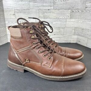 Steve Madden Jotter Boots Men's Size 12 Brown Leather Cap Toe Academia Hipster